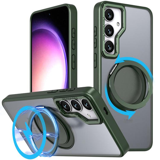 For Samsung Galaxy S24+ 5G Kalebol 360-degree Rotating MagSafe Magnetic Holder Phone Case(Green)