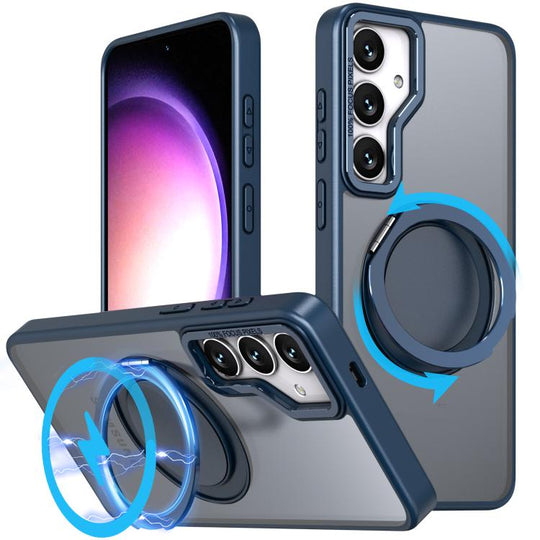 For Samsung Galaxy S24+ 5G Kalebol 360-degree Rotating MagSafe Magnetic Holder Phone Case(Blue)