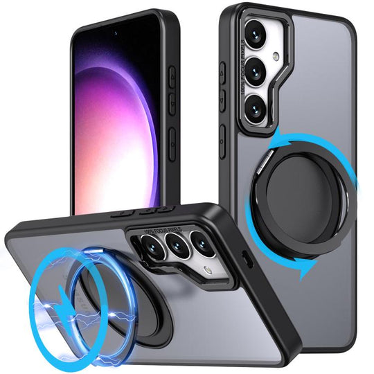 For Samsung Galaxy S24 5G Kalebol 360-degree Rotating MagSafe Magnetic Holder Phone Case(Black)