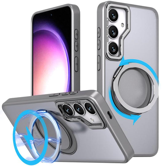 For Samsung Galaxy S24 5G Kalebol 360-degree Rotating MagSafe Magnetic Holder Phone Case(Titanium Grey)