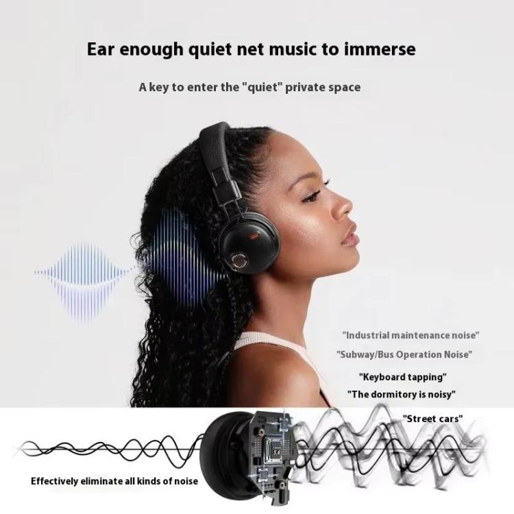 FUNK Over-ear HiFi ANC Noise Reduction Wireless Headphones, with Microphone(White) - Headset & Headphone by buy2fix | Online Shopping UK | buy2fix