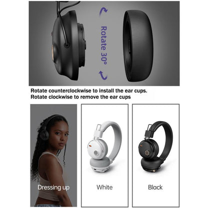 FUNK Over-ear HiFi ANC Noise Reduction Wireless Headphones, with Microphone(White) - Headset & Headphone by buy2fix | Online Shopping UK | buy2fix
