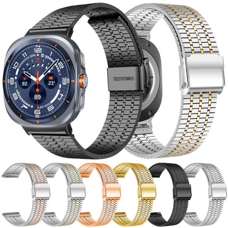 For Samsung Galaxy Watch Ultra / Ultra 2025 xDfind Seven Beads Buckle Stainless Steel Watch Band(Silver) - Watch Bands by xDfind | Online Shopping UK | buy2fix