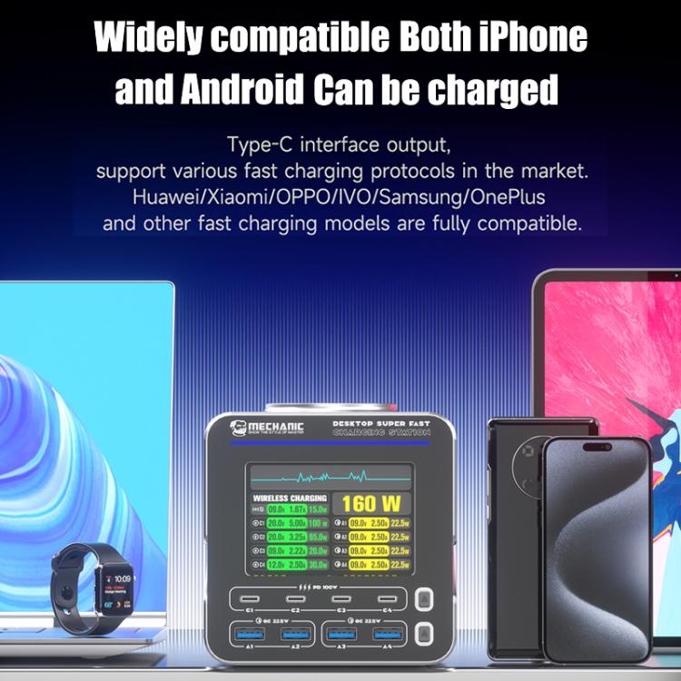 Mechanic G-POWER 160W GaN Desktop Fast Charging Station with 15W Magnetic Fast Charging, Plug:US Plug - Power Supply by MECHANIC | Online Shopping UK | buy2fix