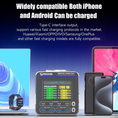 Mechanic G-POWER 160W GaN Desktop Fast Charging Station with 15W Magnetic Fast Charging, Plug:EU Plug - Power Supply by MECHANIC | Online Shopping UK | buy2fix