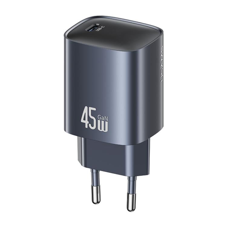 USAMS CC323 T66 45W USB-C / Type-C GaN Fast Charger, EU Plug(Gunmetal) - USB Charger by USAMS | Online Shopping UK | buy2fix