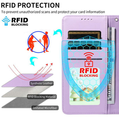 For Google Pixel 10 Pro XL / 9 Pro XL Embossed Heart Dog RFID Blocking Wallet Leather Phone Case(Purple) - Google Cases by buy2fix | Online Shopping UK | buy2fix