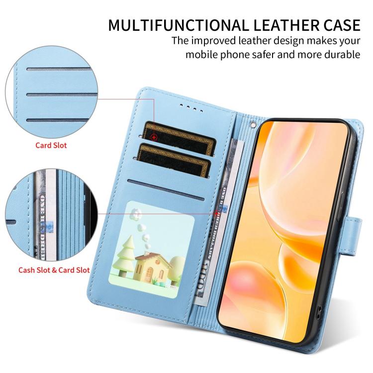 For Google Pixel 10 Pro XL / 9 Pro XL Embossed Heart Dog RFID Blocking Wallet Leather Phone Case(Sky Blue) - Google Cases by buy2fix | Online Shopping UK | buy2fix