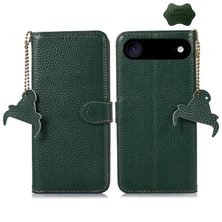 For iPhone Air Genuine Leather Litchi Texture RFID Leather Phone Case(Green) - iPhone Air Cases by buy2fix | Online Shopping UK | buy2fix