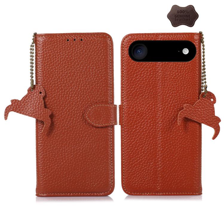 For iPhone Air Genuine Leather Litchi Texture RFID Leather Phone Case(Coffee) - iPhone Air Cases by buy2fix | Online Shopping UK | buy2fix