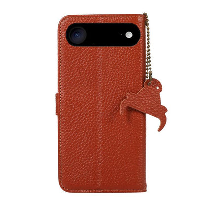 For iPhone Air Genuine Leather Litchi Texture RFID Leather Phone Case(Coffee) - iPhone Air Cases by buy2fix | Online Shopping UK | buy2fix