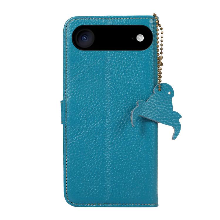 For iPhone Air Genuine Leather Litchi Texture RFID Leather Phone Case(Blue) - iPhone Air Cases by buy2fix | Online Shopping UK | buy2fix