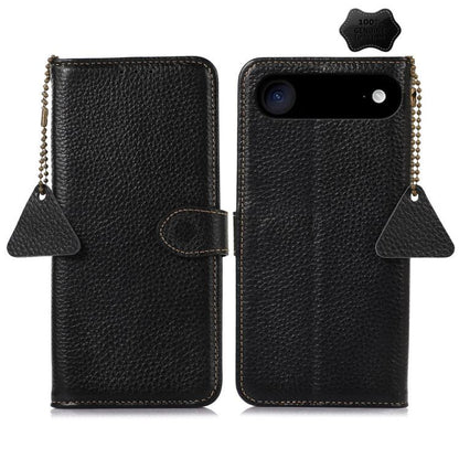 For iPhone Air Genuine Leather Litchi Texture RFID Leather Phone Case(Black) - iPhone Air Cases by buy2fix | Online Shopping UK | buy2fix