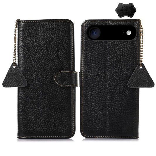 For iPhone Air Genuine Leather Litchi Texture RFID Leather Phone Case(Black) - iPhone Air Cases by buy2fix | Online Shopping UK | buy2fix