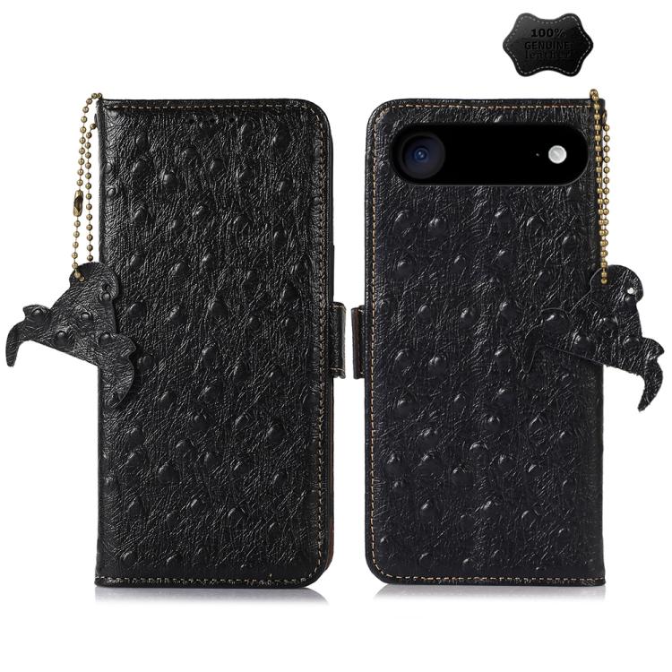 For iPhone Air Ostrich Pattern Genuine Leather RFID Phone Case(Black) - iPhone Air Cases by buy2fix | Online Shopping UK | buy2fix