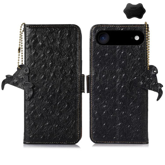 For iPhone Air Ostrich Pattern Genuine Leather RFID Phone Case(Black) - iPhone Air Cases by buy2fix | Online Shopping UK | buy2fix
