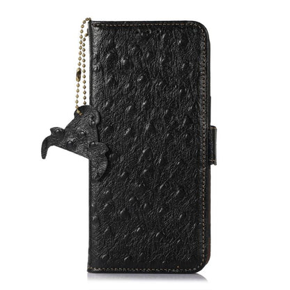 For iPhone Air Ostrich Pattern Genuine Leather RFID Phone Case(Black) - iPhone Air Cases by buy2fix | Online Shopping UK | buy2fix