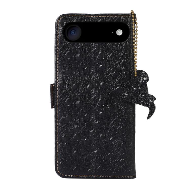For iPhone Air Ostrich Pattern Genuine Leather RFID Phone Case(Black) - iPhone Air Cases by buy2fix | Online Shopping UK | buy2fix