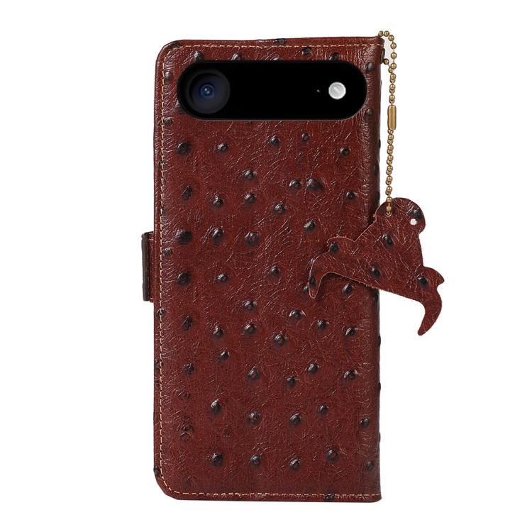 For iPhone Air Ostrich Pattern Genuine Leather RFID Phone Case(Coffee) - iPhone Air Cases by buy2fix | Online Shopping UK | buy2fix