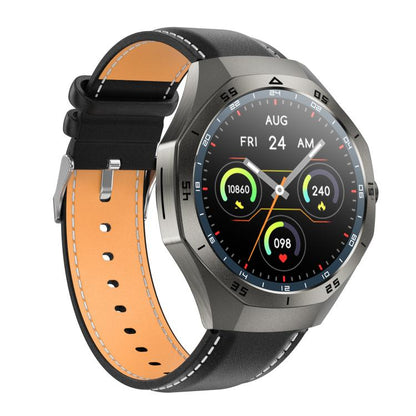 F38 Dual-ear Bluetooth Earphone Smart Watch IP67 Supports Heart Rate Monitoring, Watchband:Leather(Black) - Smart Watches by buy2fix | Online Shopping UK | buy2fix