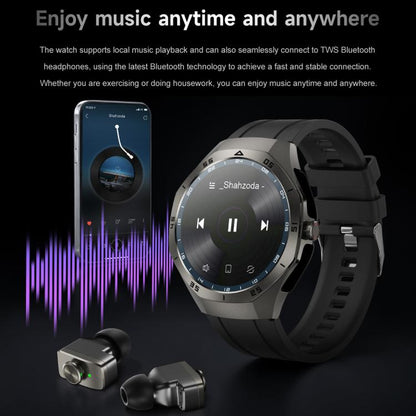 F38 Dual-ear Bluetooth Earphone Smart Watch IP67 Supports Heart Rate Monitoring, Watchband:Silicone(Black) - Smart Watches by buy2fix | Online Shopping UK | buy2fix