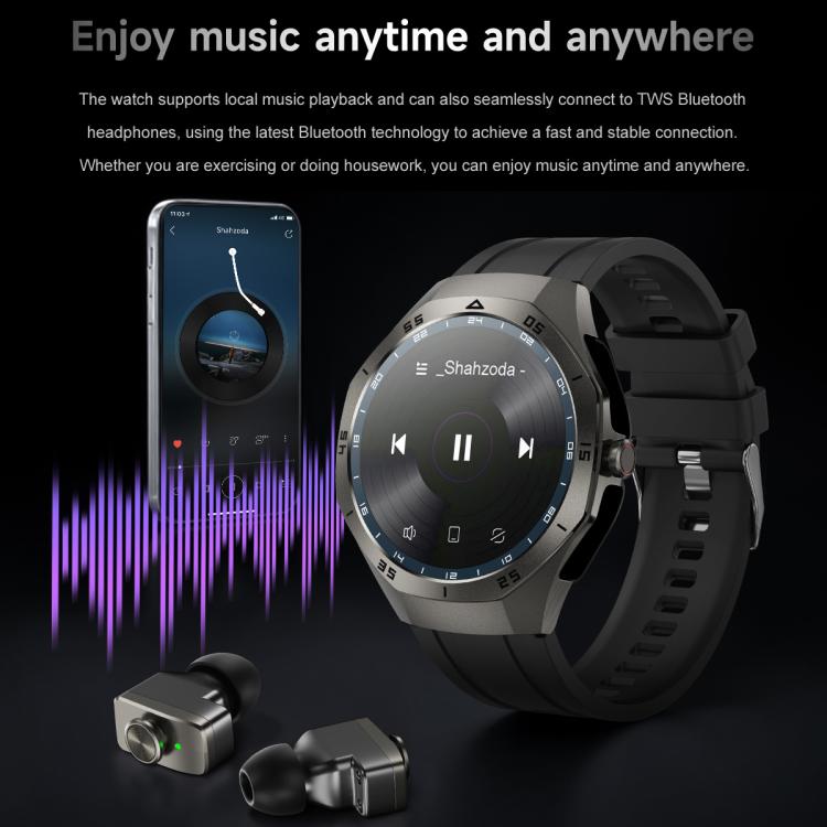 F38 Dual-ear Bluetooth Earphone Smart Watch IP67 Supports Heart Rate Monitoring, Watchband:Silicone(Silver) - Smart Watches by buy2fix | Online Shopping UK | buy2fix