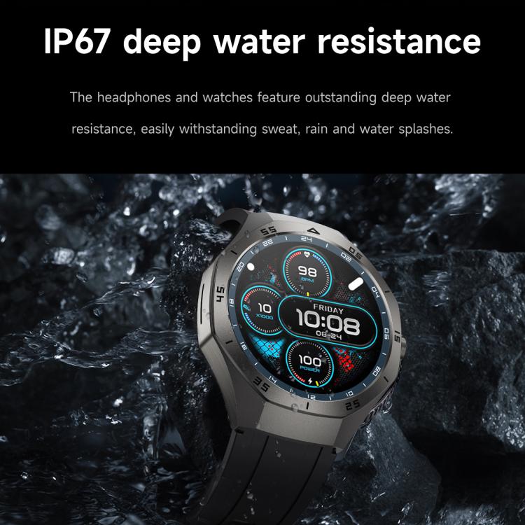F38 Dual-ear Bluetooth Earphone Smart Watch IP67 Supports Heart Rate Monitoring, Watchband:Steel(Black) - Smart Watches by buy2fix | Online Shopping UK | buy2fix