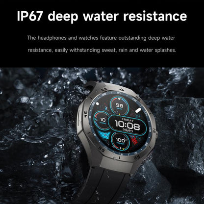 F38 Dual-ear Bluetooth Earphone Smart Watch IP67 Supports Heart Rate Monitoring, Watchband:Steel(Black) - Smart Watches by buy2fix | Online Shopping UK | buy2fix