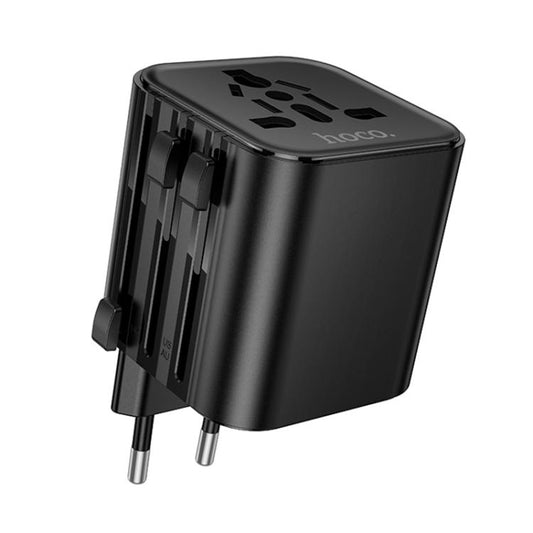 hoco AC29 Global Universal Conversion Plug Travel Adapter Charger(Black) - Plug Adaptor by hoco | Online Shopping UK | buy2fix