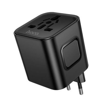 hoco AC29 Global Universal Conversion Plug Travel Adapter Charger(Black) - Plug Adaptor by hoco | Online Shopping UK | buy2fix