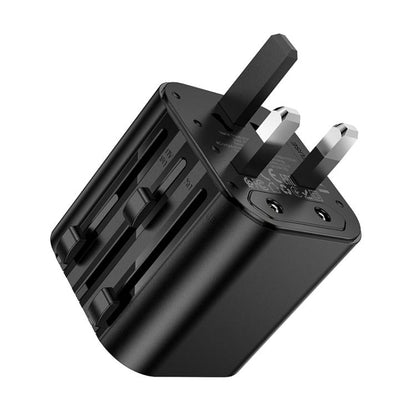 hoco AC29 Global Universal Conversion Plug Travel Adapter Charger(Black) - Plug Adaptor by hoco | Online Shopping UK | buy2fix