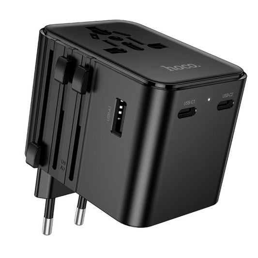 hoco AC30 17W 2 x USB-C / Type-C and 2 x USB-A 4-Ports Global Universal Travel Charger(Black) - Plug Adaptor by hoco | Online Shopping UK | buy2fix