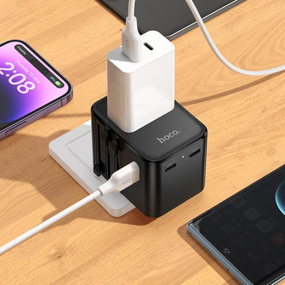 hoco AC30 17W 2 x USB-C / Type-C and 2 x USB-A 4-Ports Global Universal Travel Charger(Black) - Plug Adaptor by hoco | Online Shopping UK | buy2fix