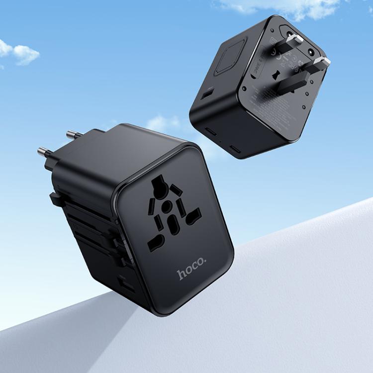 hoco AC30 17W 2 x USB-C / Type-C and 2 x USB-A 4-Ports Global Universal Travel Charger(Black) - Plug Adaptor by hoco | Online Shopping UK | buy2fix