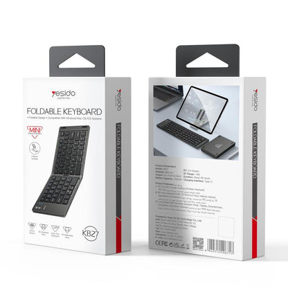 Yesido KB27 Ultra Slim Mini Two-Fold Portable Bluetooth Keyboard(Grey) - Mini Keyboard by Yesido | Online Shopping UK | buy2fix