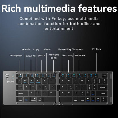 Yesido KB27 Ultra Slim Mini Two-Fold Portable Bluetooth Keyboard(Grey) - Mini Keyboard by Yesido | Online Shopping UK | buy2fix