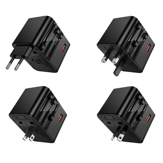 hoco AC31 PD 25W 2 x Type-C and USB-A 3-Ports Global Universal Travel Charger(Black) - Plug Adaptor by hoco | Online Shopping UK | buy2fix