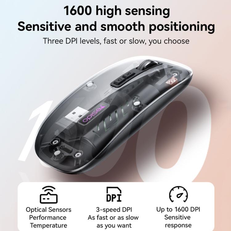 Yesido KB29 Transparent Bluetooth Dual Mode Wireless Mouse(White) - Wireless Mice by Yesido | Online Shopping UK | buy2fix