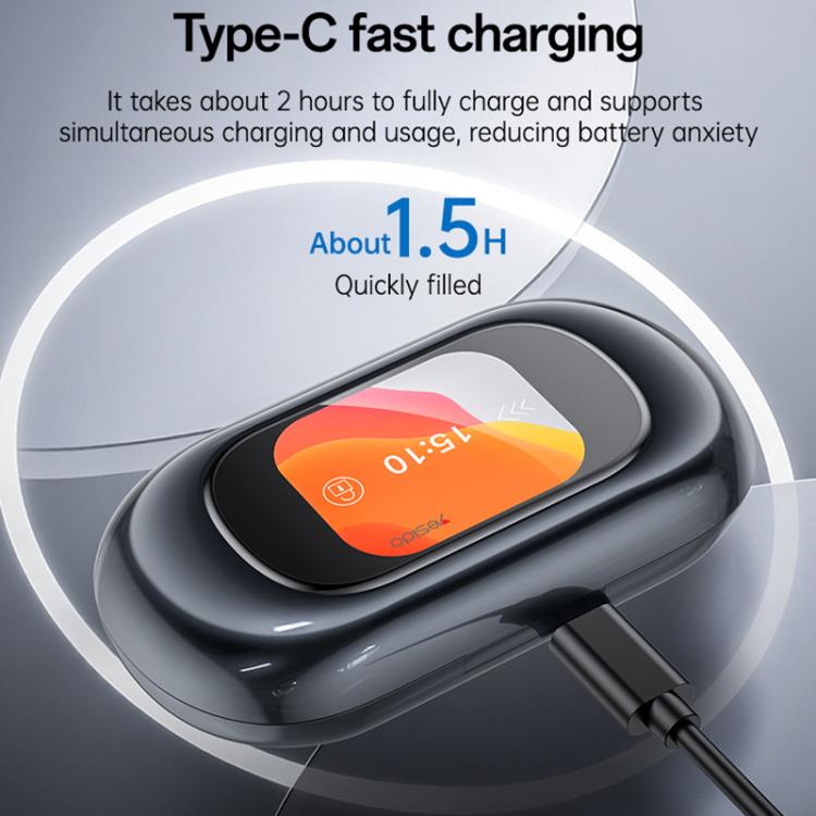 Yesido YSP26 ENC Noise Reduction Ear-hook Open OWS Bluetooth Earphone, with LCD Screen(Grey) - Bluetooth Earphone by Yesido | Online Shopping UK | buy2fix