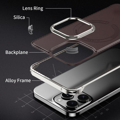 For iPhone 16 Pro Max J TRIBE Metal Frameless Plain Leather MagSafe Phone Case(Black) - iPhone 16 Pro Max Cases by buy2fix | Online Shopping UK | buy2fix