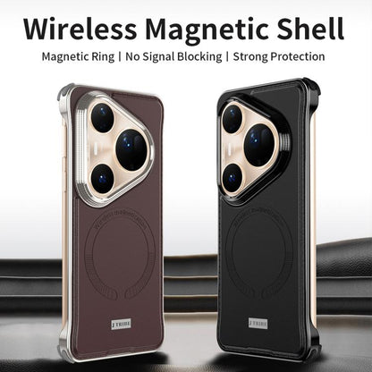 For Huawei Pura 80 5G J TRIBE Metal Frameless Plain Leather MagSafe Phone Case(Brown) - Huawei Cases by buy2fix | Online Shopping UK | buy2fix