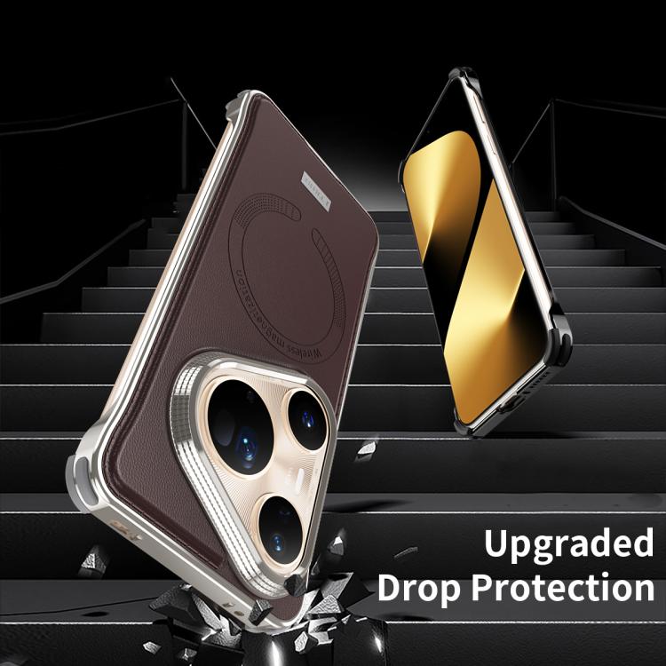 For Huawei Pura 80 Pro 5G J TRIBE Metal Frameless Plain Leather MagSafe Phone Case(Brown) - Huawei Cases by buy2fix | Online Shopping UK | buy2fix