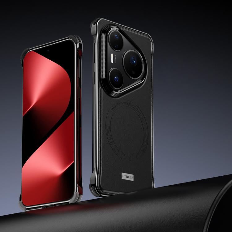 For Huawei Pura 80 Pro 5G J TRIBE Metal Frameless Plain Leather MagSafe Phone Case(Black) - Huawei Cases by buy2fix | Online Shopping UK | buy2fix