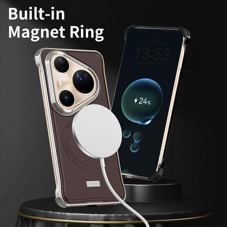 For Huawei Pura 80 Pro 5G J TRIBE Metal Frameless Plain Leather MagSafe Phone Case(Black) - Huawei Cases by buy2fix | Online Shopping UK | buy2fix