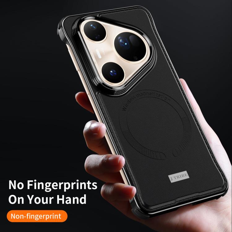 For Huawei Pura 80 Pro 5G J TRIBE Metal Frameless Plain Leather MagSafe Phone Case(Black) - Huawei Cases by buy2fix | Online Shopping UK | buy2fix
