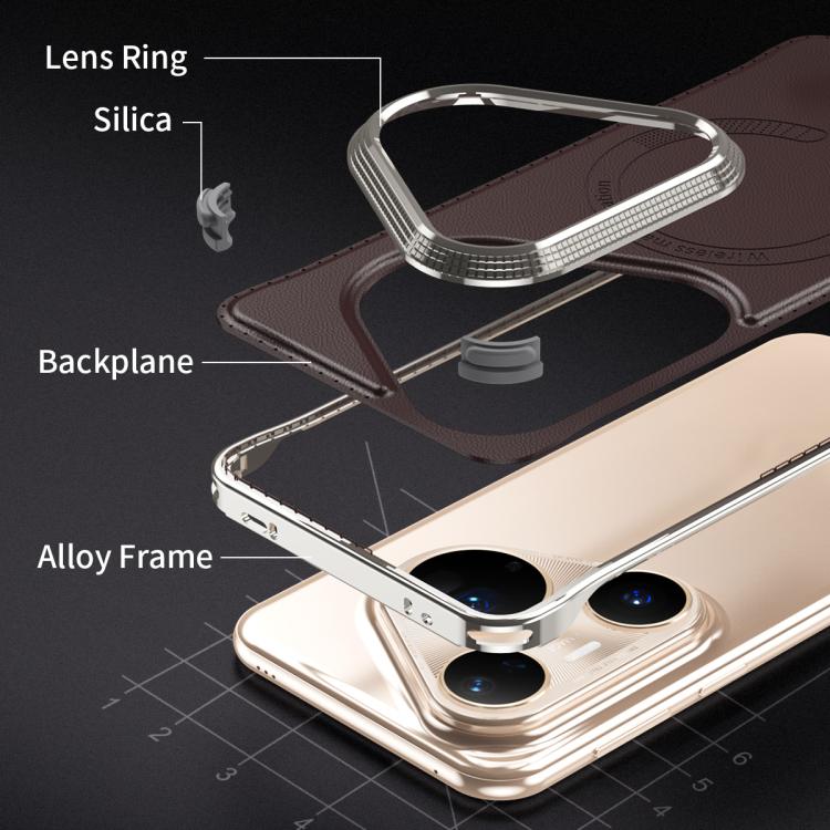 For Huawei Pura 80 Pro+ 5G J TRIBE Metal Frameless Plain Leather MagSafe Phone Case(Brown) - Huawei Cases by buy2fix | Online Shopping UK | buy2fix