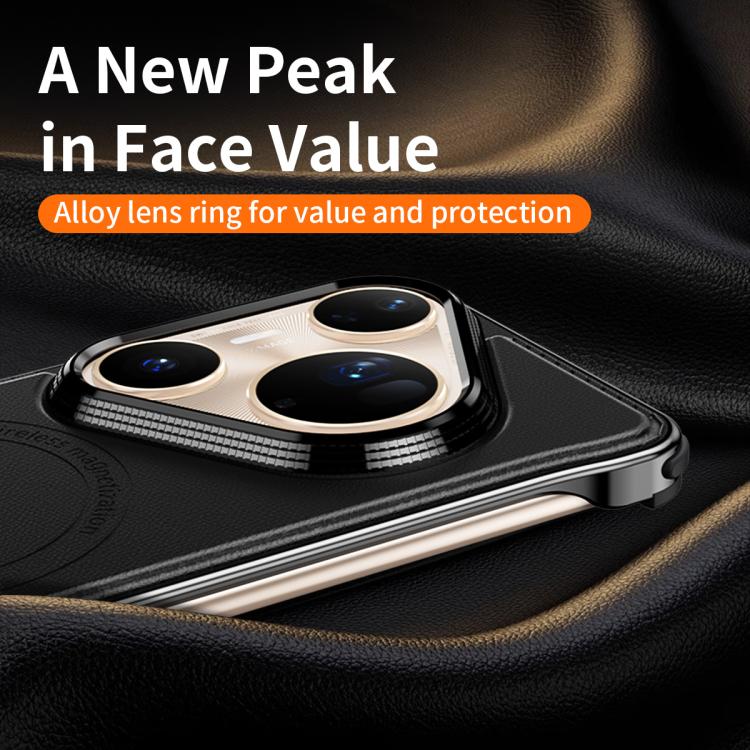 For Huawei Pura 80 Ultra 5G J TRIBE Metal Frameless Plain Leather MagSafe Phone Case(Black) - Huawei Cases by buy2fix | Online Shopping UK | buy2fix