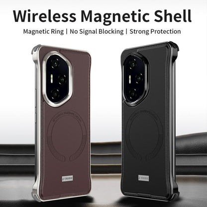 For Honor 300 J TRIBE Metal Frameless Plain Leather MagSafe Phone Case(Brown) - Honor Cases by buy2fix | Online Shopping UK | buy2fix