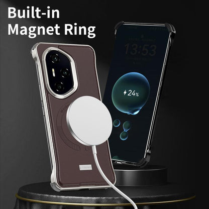 For Honor 300 J TRIBE Metal Frameless Plain Leather MagSafe Phone Case(Brown) - Honor Cases by buy2fix | Online Shopping UK | buy2fix