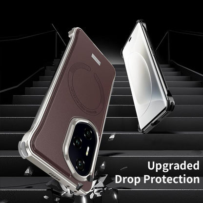 For Honor 300 J TRIBE Metal Frameless Plain Leather MagSafe Phone Case(Brown) - Honor Cases by buy2fix | Online Shopping UK | buy2fix